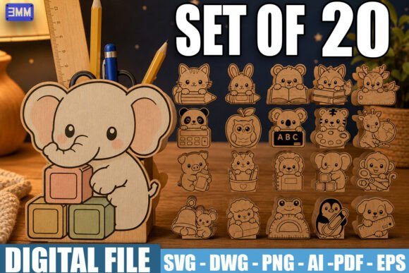 Download Cute Animal Pen Holder SVG Bundle - Svg bundle Collection