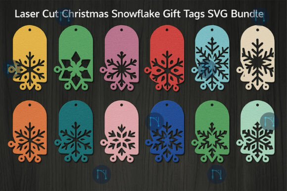 Download Christmas Snowflake Gift Tags SVG Bundle - Svg bundle Collection