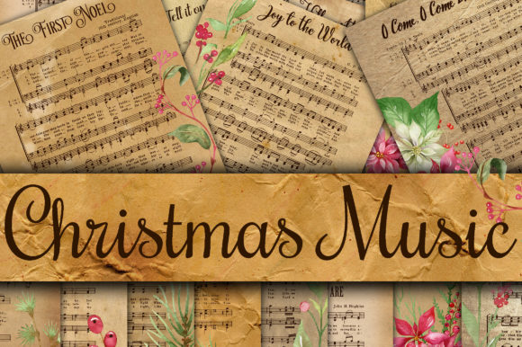 Download Vintage Christmas Music Digital Paper - Christmas music Collection