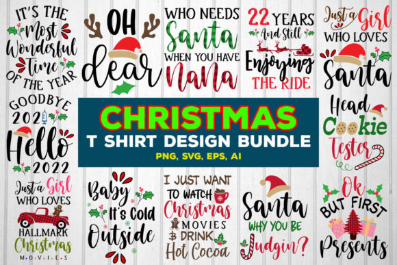 Download Christmas T-Shirt Design SVG Bundle 5 - Svg bundle Collection