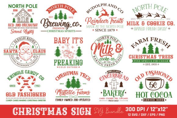 Download Vintage Christmas Sign SVG Bundle - Svg bundle Collection