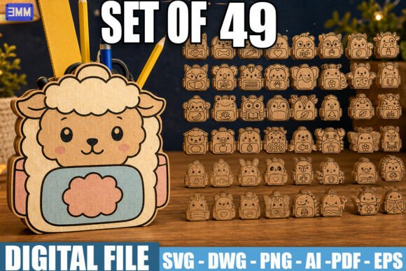 Download Cute Animal Pen Holder SVG Bundle - Svg bundle Collection