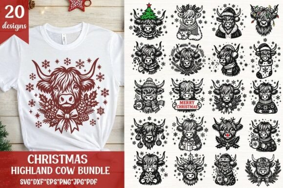 Download Christmas Highland Cow SVG Bundle - Svg bundle Collection