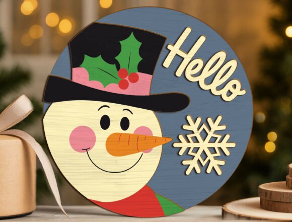 Download Hello Snowman Layered Christmas Sign Svg - Christmas sign Collection