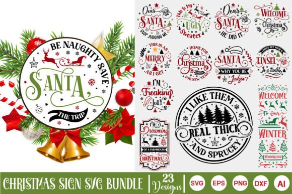 Download Christmas Round Sign SVG Bundle - Svg bundle Collection