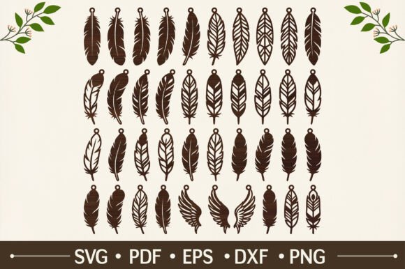 Download 40 Feather Earrings SVG Bundle - Svg bundle Collection