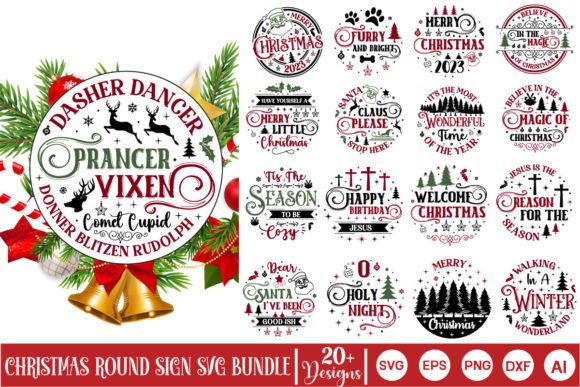 Download Christmas Round Sign SVG Bundle - Svg bundle Collection