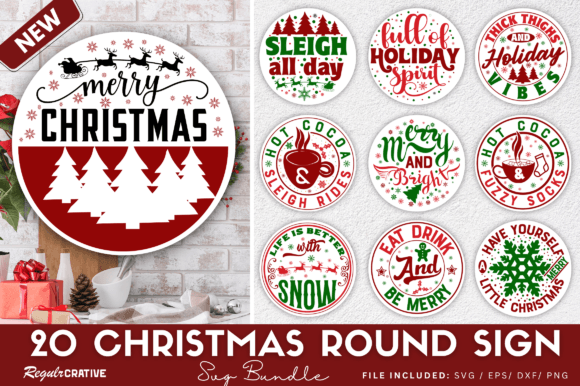 Download Christmas Round Sign Svg Bundle - Svg bundle Collection