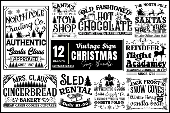 Download Vintage Christmas Sign SVG Bundle - Svg bundle Collection