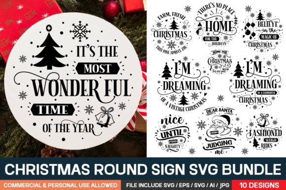 Download Christmas Round Sign Svg Bundle - Svg bundle Collection
