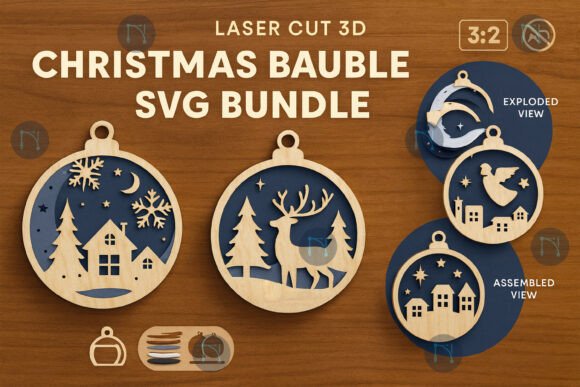 Download Laser Cut 3D Christmas Bauble SVG Bundle - Svg bundle Collection