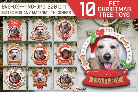 Download Pets Christmas Ornaments LaserCut Bundle - Lasercut Collection