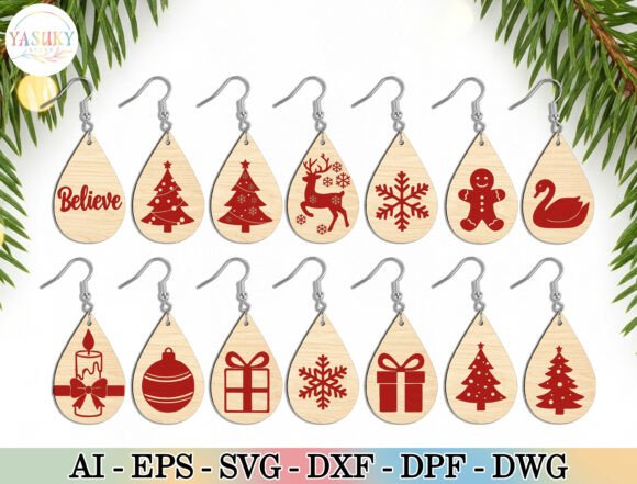 Download Christmas Teardrop Earrings SVG Bundle - Svg bundle Collection